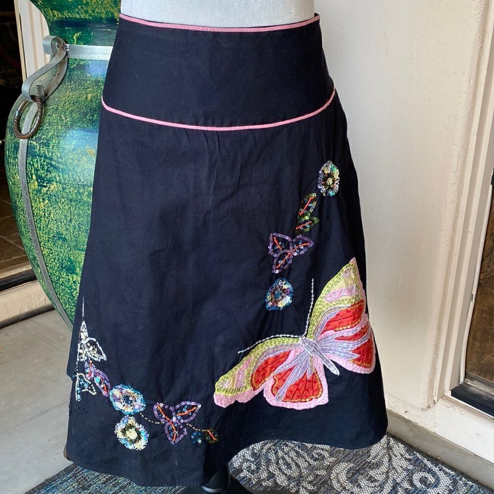 Black circle skirt with sequin embellishments size 12